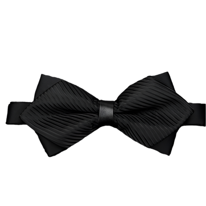 Black bow tie on a textured gray background 