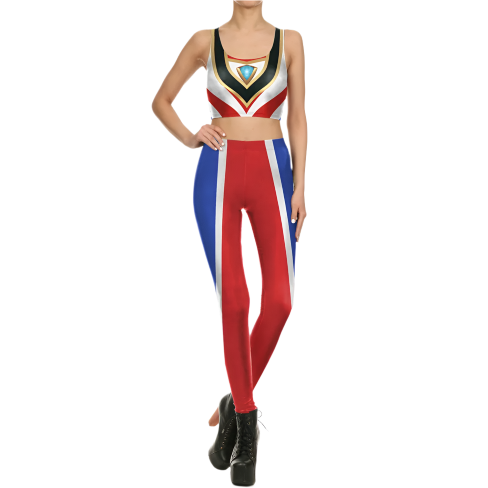 Superhero Cosplay For Women Captain Woman Croped Tops Leggings Sets