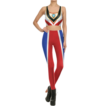 Superhero Cosplay For Women Captain Woman Croped Tops Leggings Sets