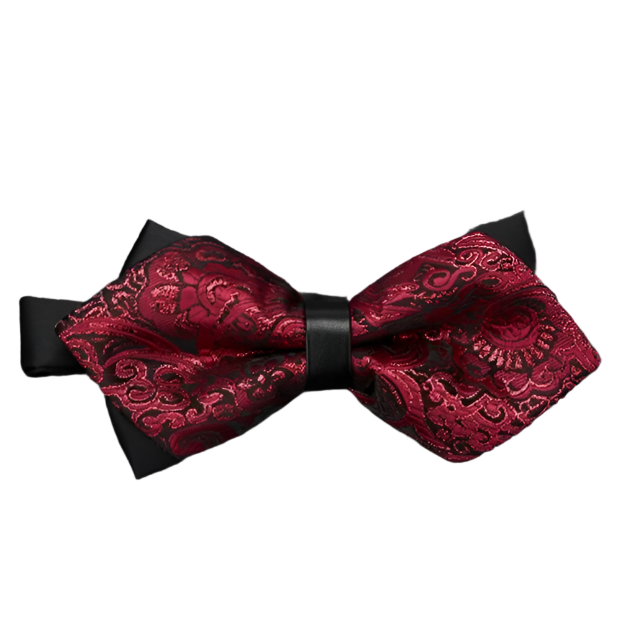 Red lace bow tie on a black background with style code 