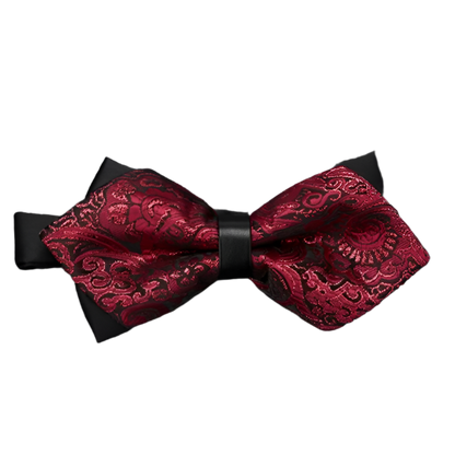 Red lace bow tie on a black background with style code 