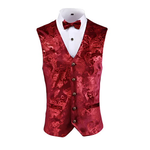 Gold steampunk waistcoat with V-neck design in plus sizes for resort formal wear

