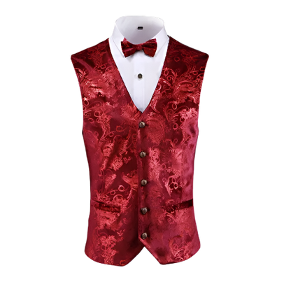 Gold steampunk waistcoat with V-neck design in plus sizes for resort formal wear

