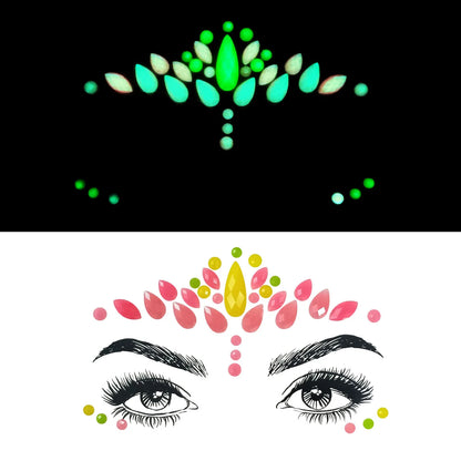 Colorful face paint design with eyes on a white background