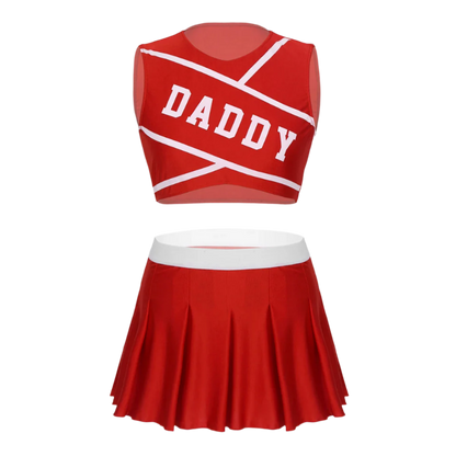 Red outfit with 'DADDY' text on a white background