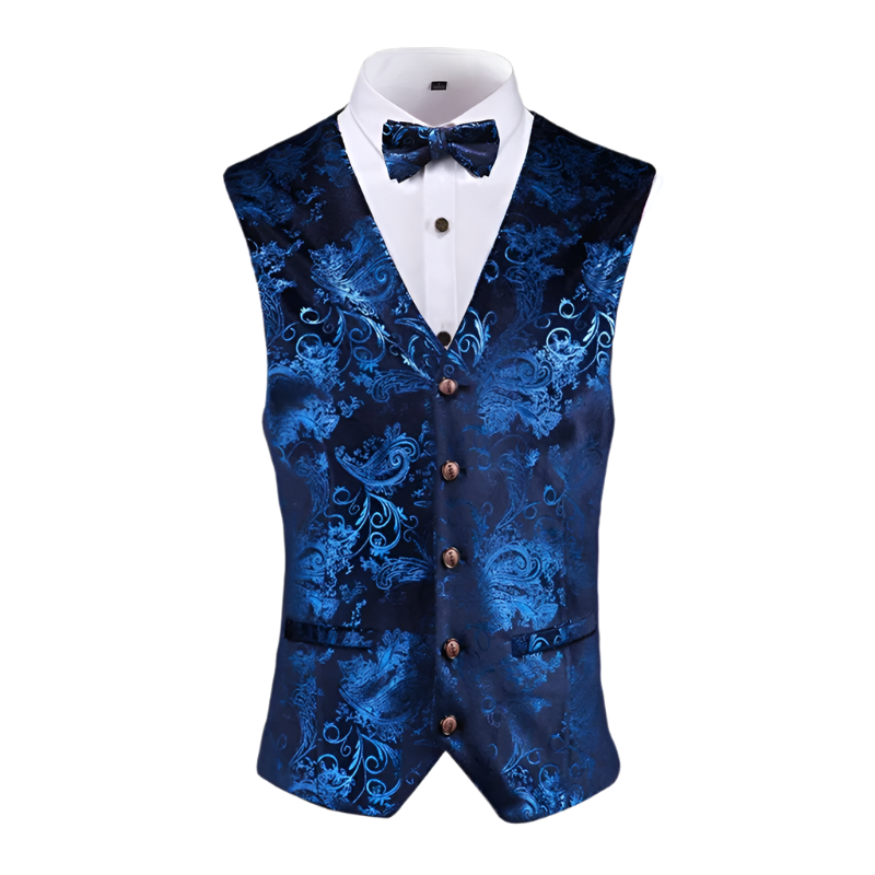 Gold steampunk waistcoat with V-neck design in plus sizes for resort formal wear

