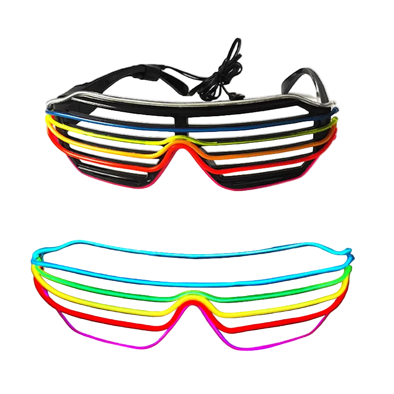 Colorful LED sunglasses with a black background
