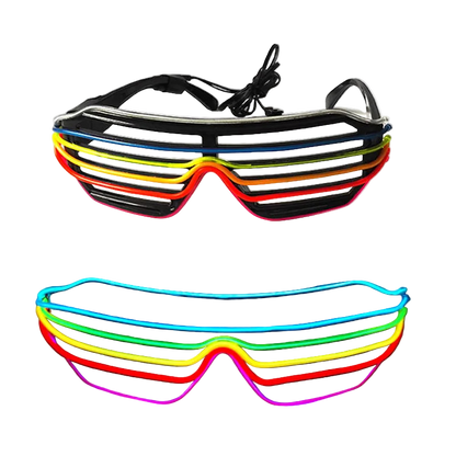 Colorful LED sunglasses with a black background
