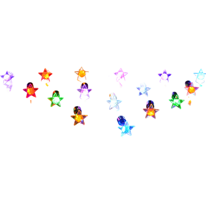 Colorful star-shaped LED lights on a dark background
