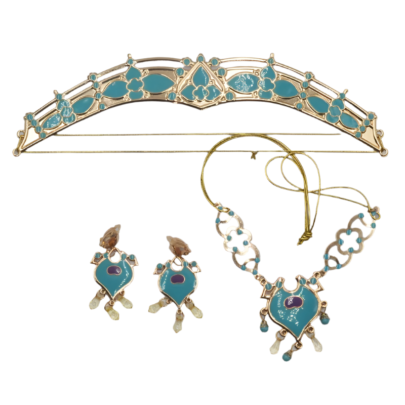 Women Jasmine Royal Jewelry Set | Crown Headband, Earrings & Pendant Necklace