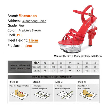 Pistol Heel Crystal Platform Sandals