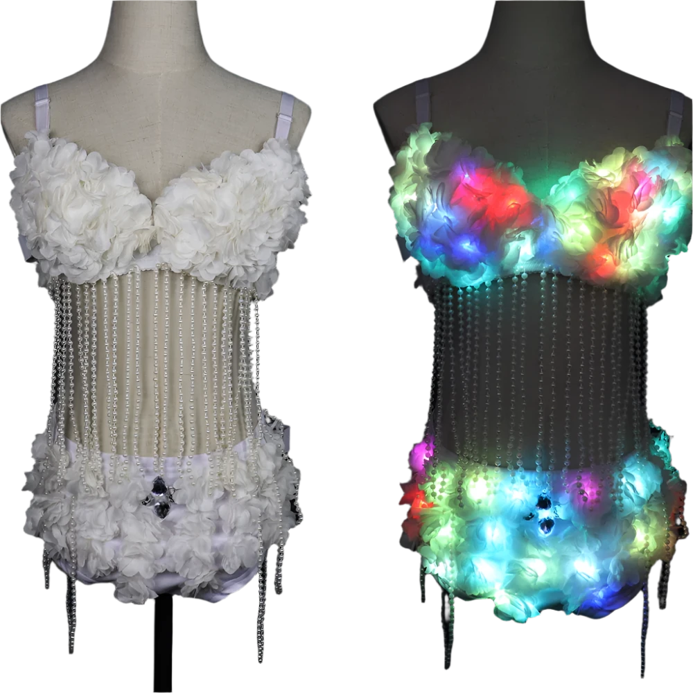 LED Light Luminous Bra Shorts Sexy Suit Women