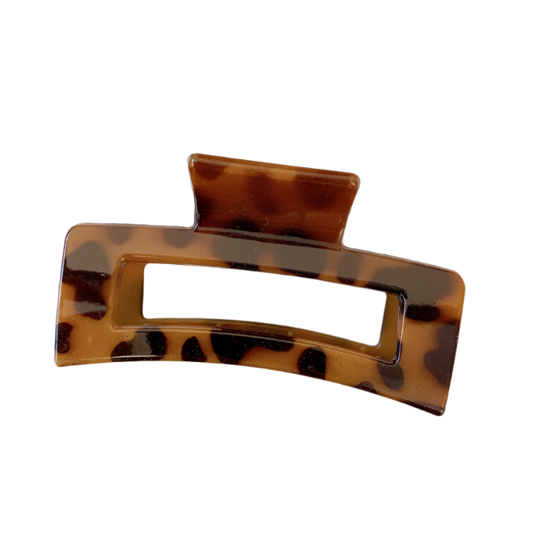 luxury leopard print resin hair clip featuring elegant acetate design and sophisticated styling for glamorous occasions