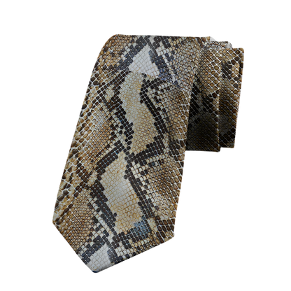 Sophisticated animal print polyester tie featuring snake and leopard patterns, 8cm width for resort formal events