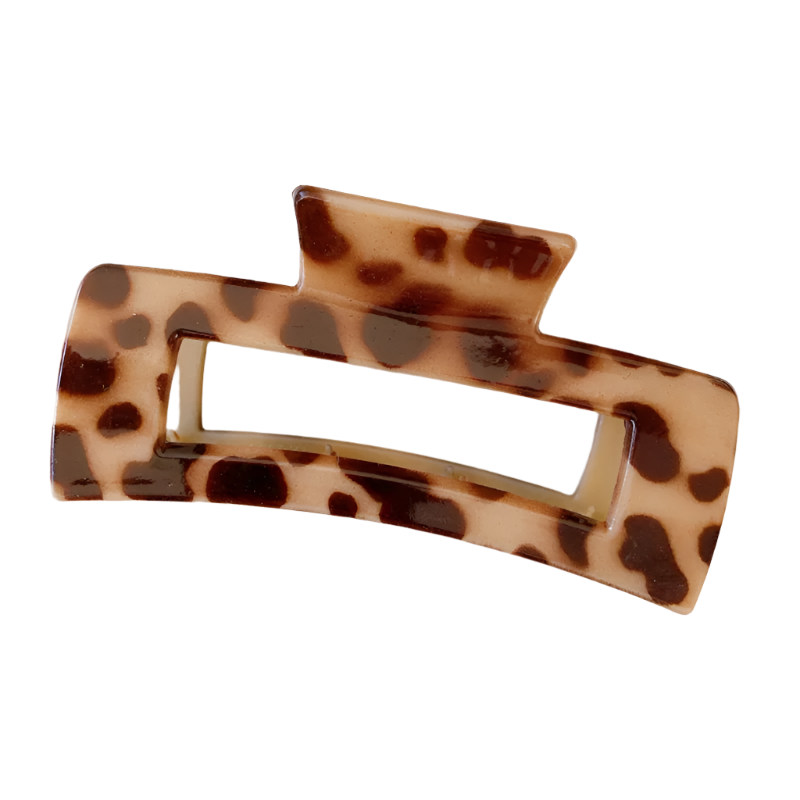 luxury leopard print resin hair clip featuring elegant acetate design and sophisticated styling for glamorous occasions