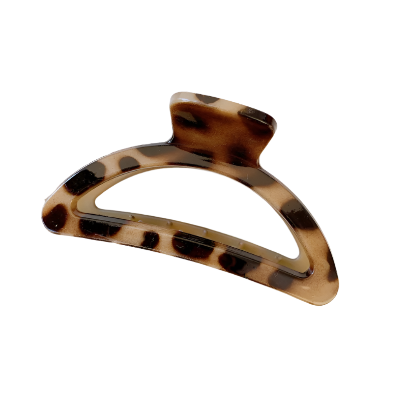 luxury leopard print resin hair clip featuring elegant acetate design and sophisticated styling for glamorous occasions