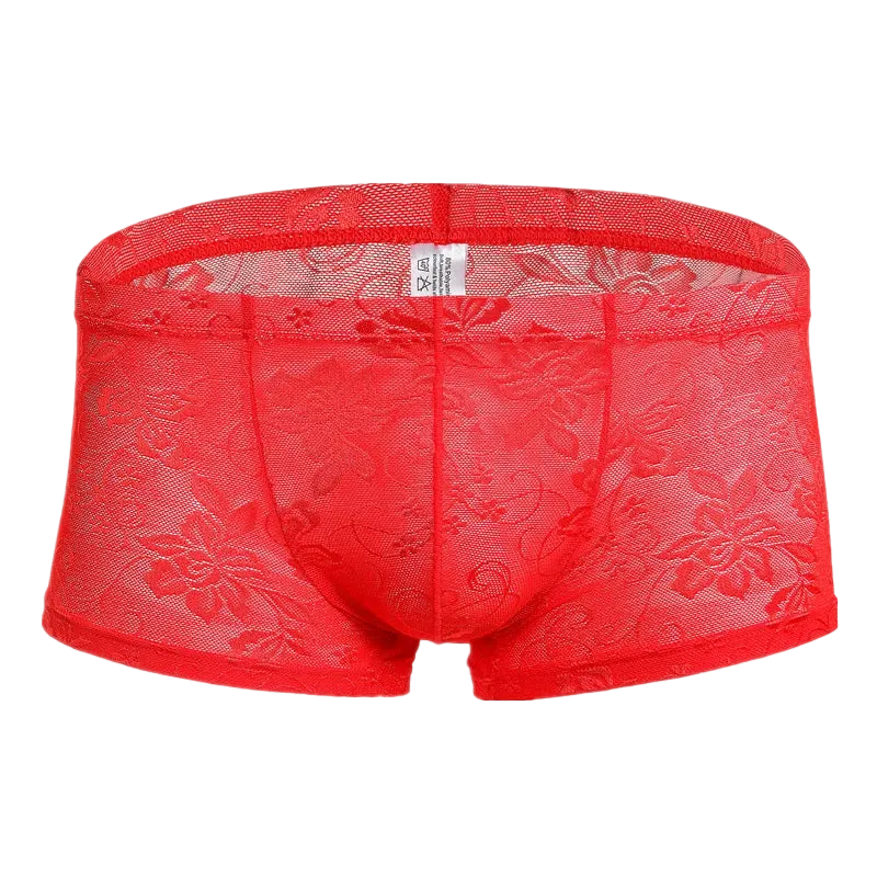 Red lace underwear on a white background 