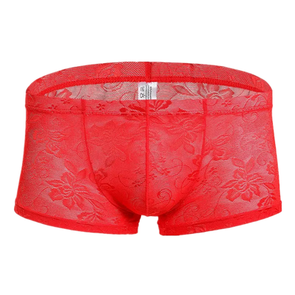Red lace underwear on a white background 