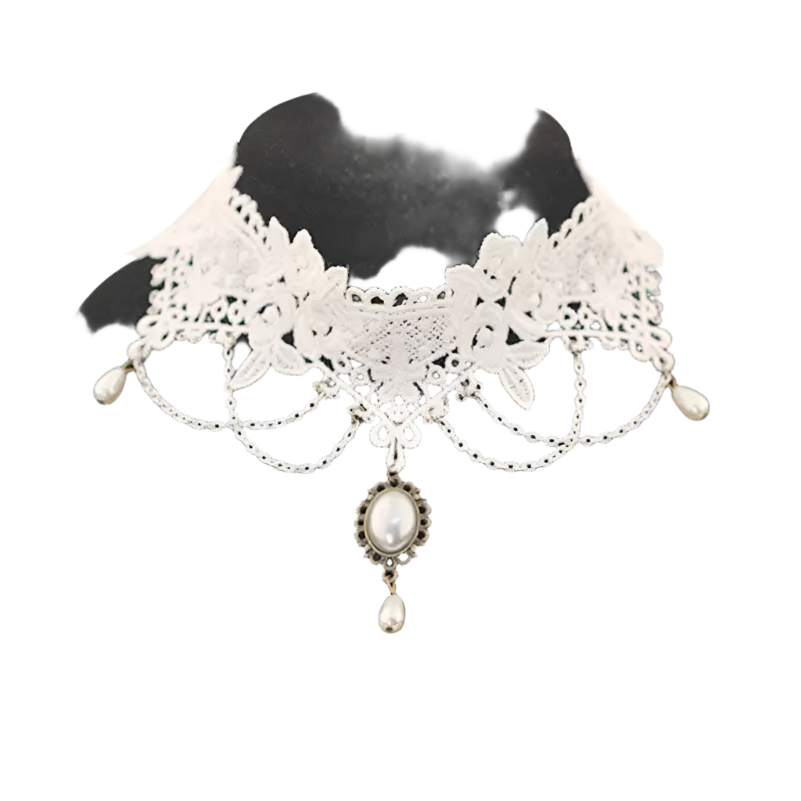 Pearl & Lace Tattoo Choker | Vintage-Punk Resort Necklace | Alternative Wear