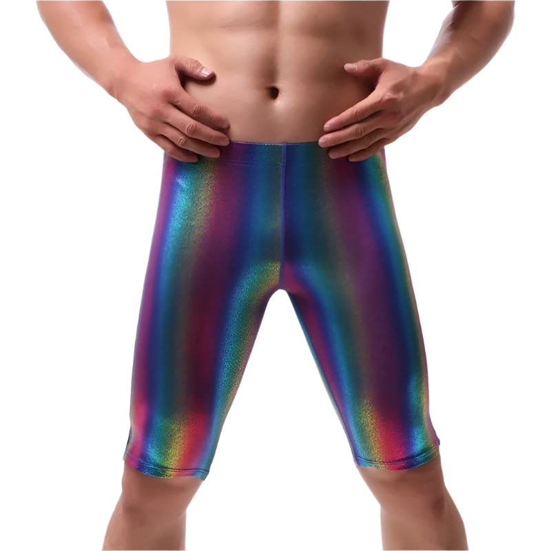 Men's rainbow striped tank tops pants boxer shorts with gay singlet stage performance undershirts lingerie clubwear design for resort entertainment