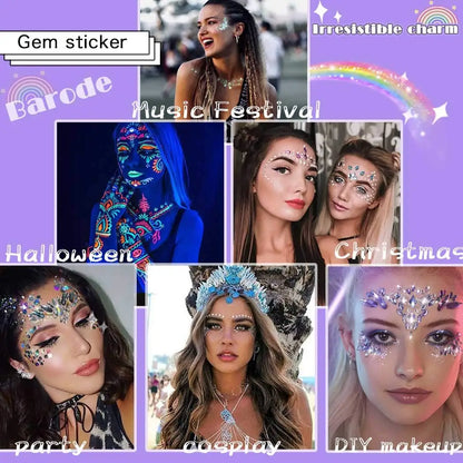 Crystal Body Jewelry Stickers – Rhinestone Chest & Rave Tattoos