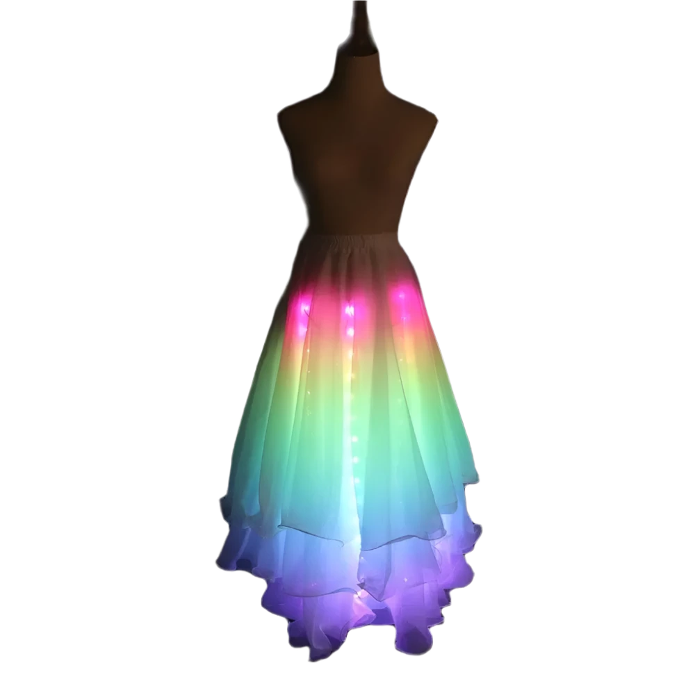 LED Light-Up Bra: A dazzling dress adorned with colorful LED lights and decorative fringe, creating a vibrant and eye-catching look.

