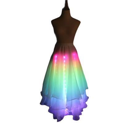 LED Light-Up Bra: A dazzling dress adorned with colorful LED lights and decorative fringe, creating a vibrant and eye-catching look.

