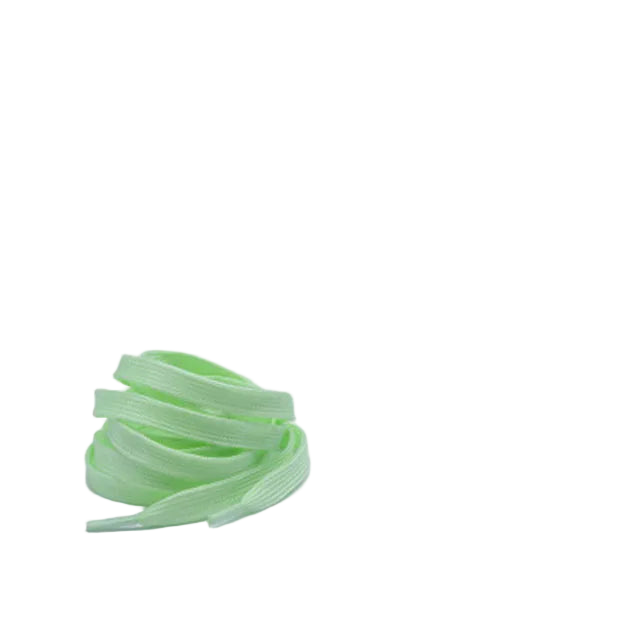 Glow-in-the-dark shoelaces on a white and black background