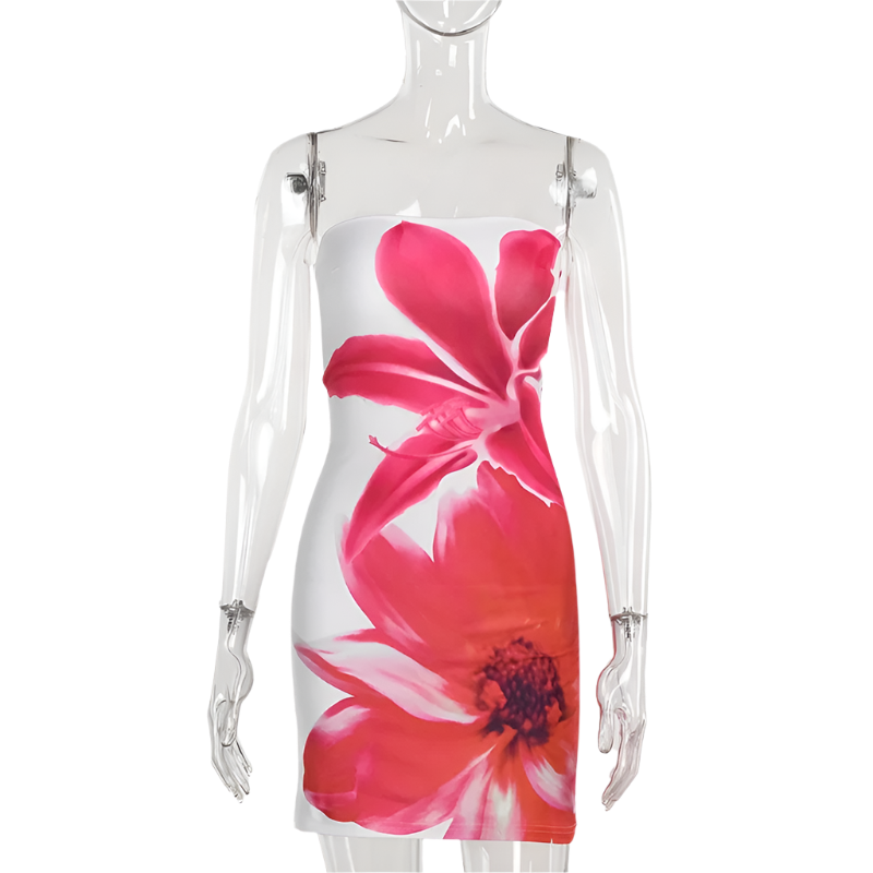 Strapless Backless Print Dress For Women