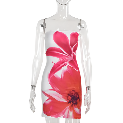 Strapless Backless Print Dress For Women