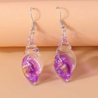 2026 New Arrival Colorful Resin Shell Conch Drop Earrings for Women Fashion Creative Glowing In The Dark Earrings Jewelry Gifts