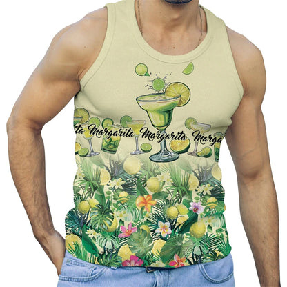 Summer Parrot 3D Printed Beach Tank Top For Men