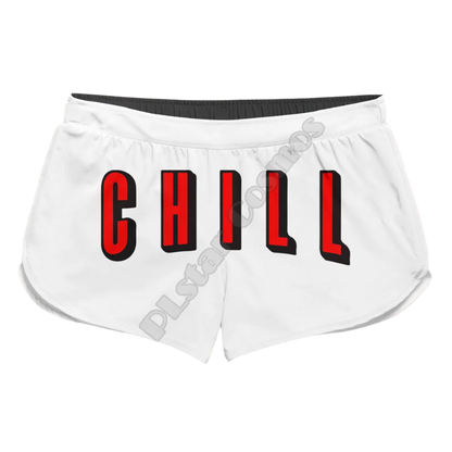 Couples Matching Netflix & Chill Beach Shorts featuring playful design, perfect for adult resort theme nights