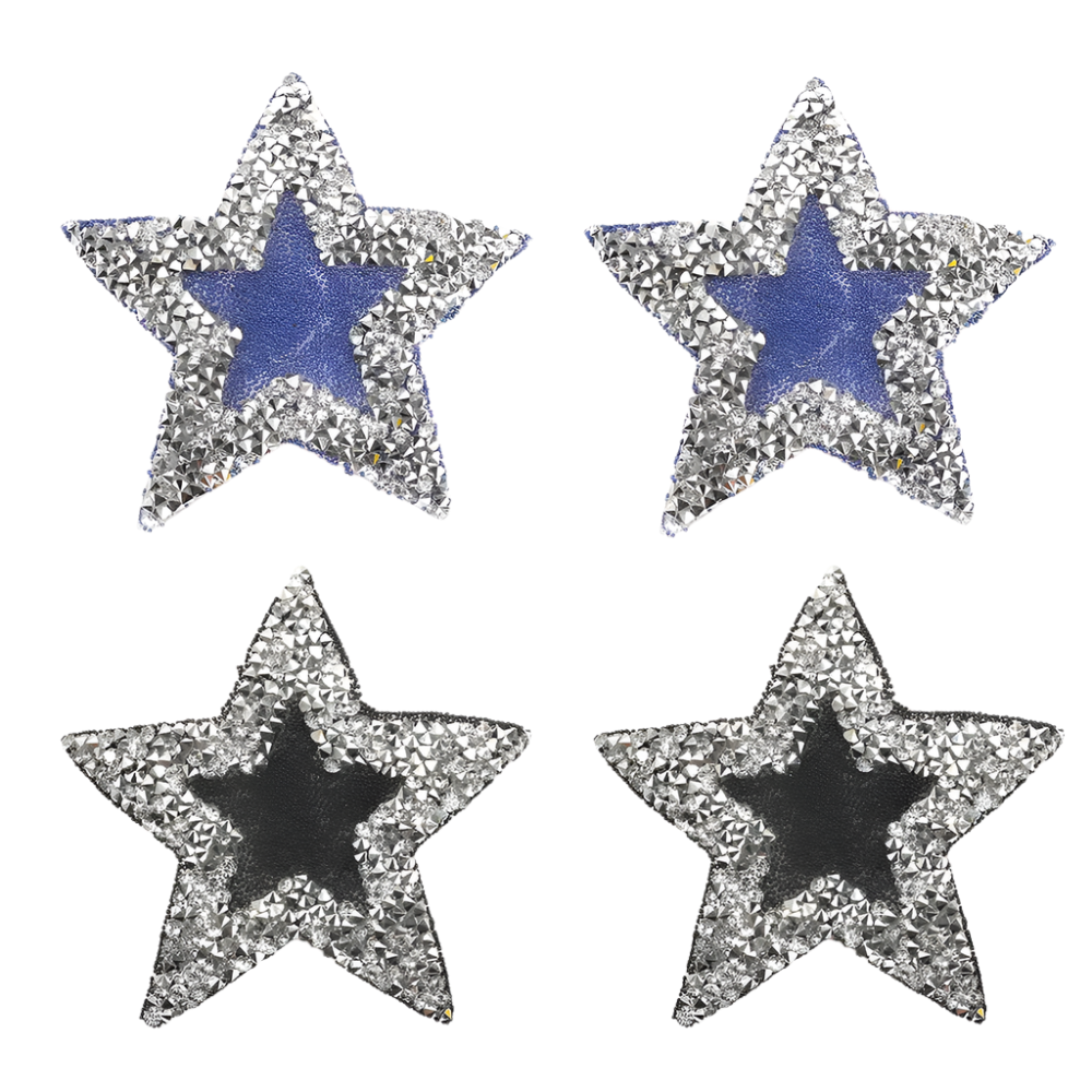 Rhinestone star nipple covers with reusable adhesive design for resort evening wear