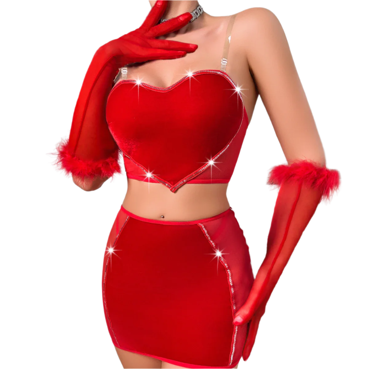 Luxury Lingerie Sexy Red Strapless Love Vest Wrap Hip Dress