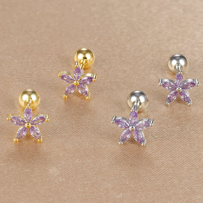 2pcs Vintage Crystal Zircon Stainless Steel Maple Leaf Earrings for Women Temperament Hoop Earrings Party Piercing Jewelry Gift