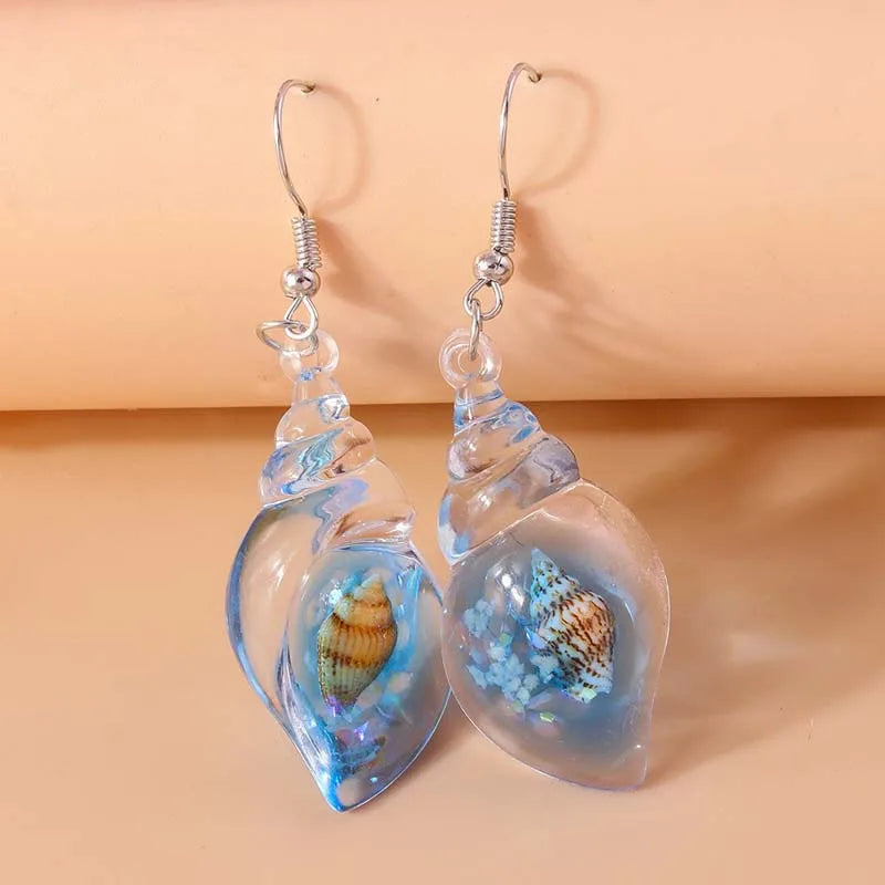 2026 New Arrival Colorful Resin Shell Conch Drop Earrings for Women Fashion Creative Glowing In The Dark Earrings Jewelry Gifts