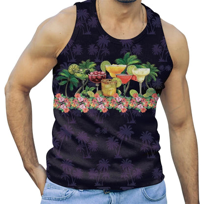 Summer Parrot 3D Printed Beach Tank Top For Men