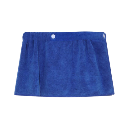 Blue towel with two hooks on a white background