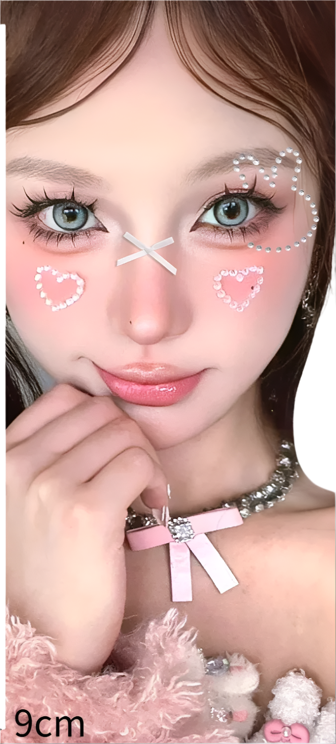 Crystal cat and rabbit face stickers with pink stars and bows for resort parties

