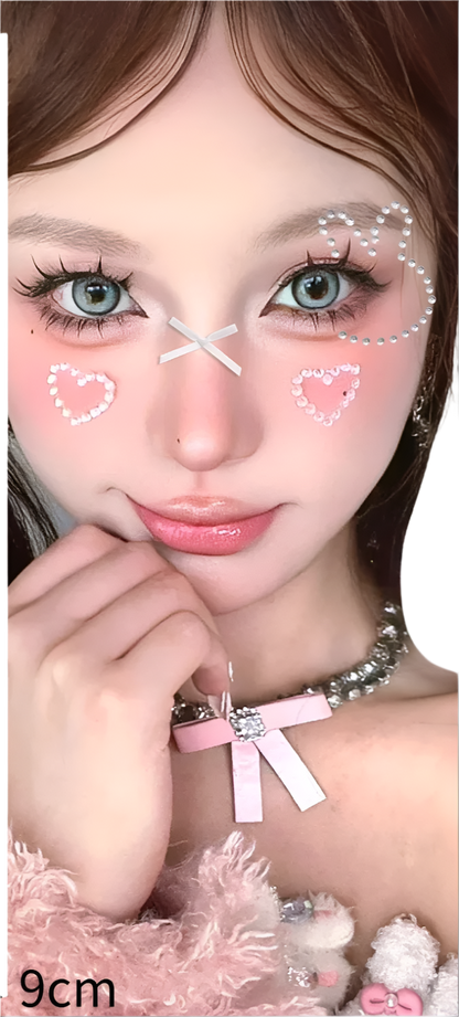 Crystal cat and rabbit face stickers with pink stars and bows for resort parties

