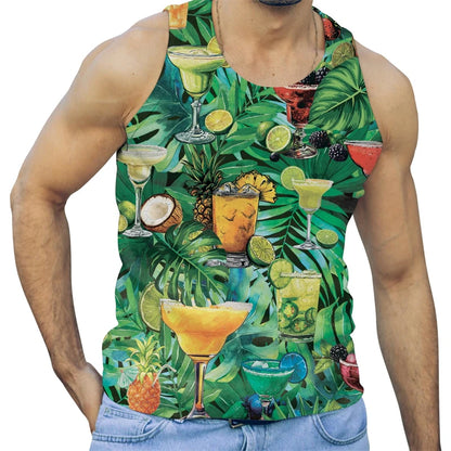 Summer Parrot 3D Printed Beach Tank Top For Men