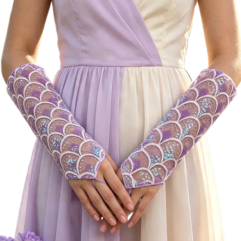 Women’s Mermaid Sequin Gloves | Fingerless Scale Arm Accessories