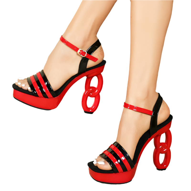 12CM thick platform sandals with strange style square toe and buckle strap design perfect for comfortable summer resort wear and theme nights

