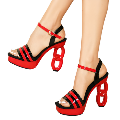 12CM thick platform sandals with strange style square toe and buckle strap design perfect for comfortable summer resort wear and theme nights
