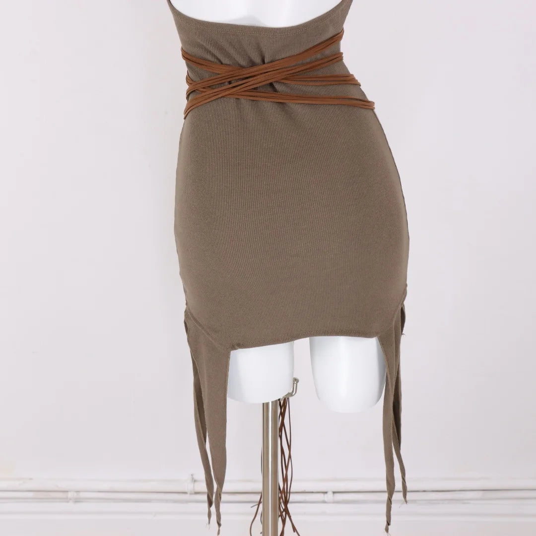 Viking Fringe Waist Belt | Faux Leather Ring Harness Belt