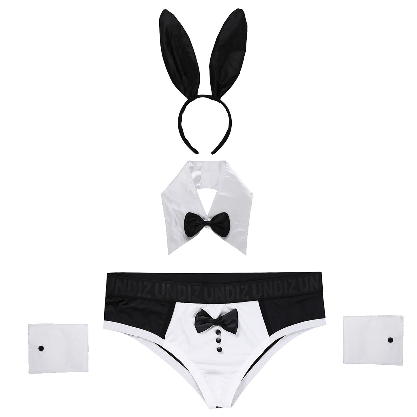 Men's Bunny Tuxedo Lingerie Costume | Sheer Boxer Brief Set