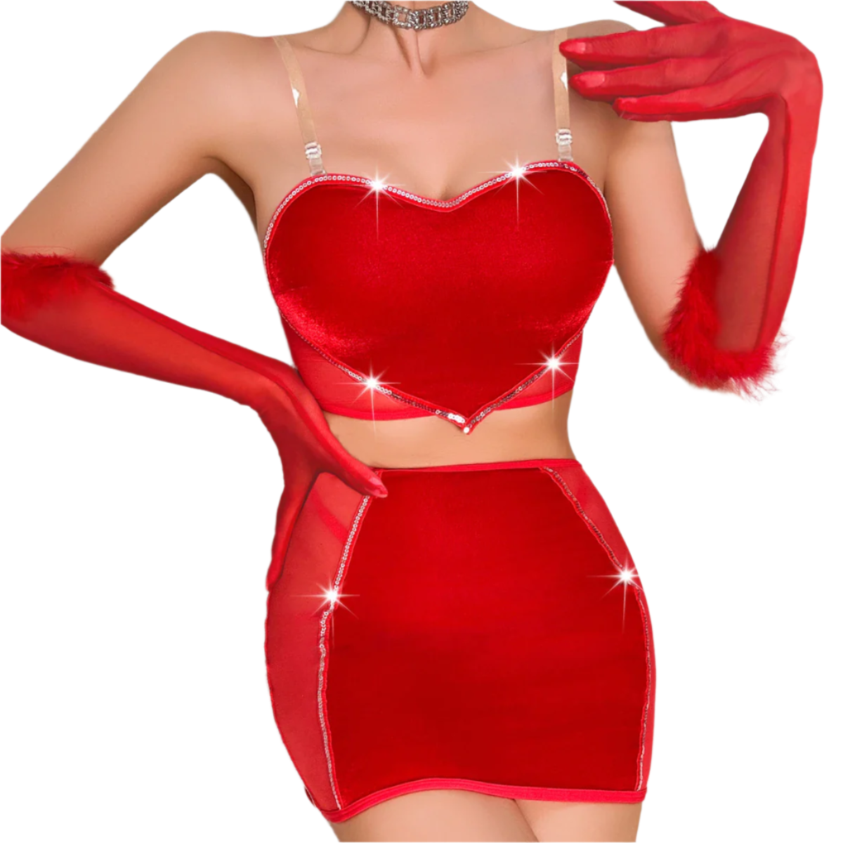 Luxury Lingerie Sexy Red Strapless Love Vest Wrap Hip Dress