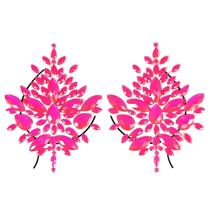 Pair of pink floral earrings on a white background