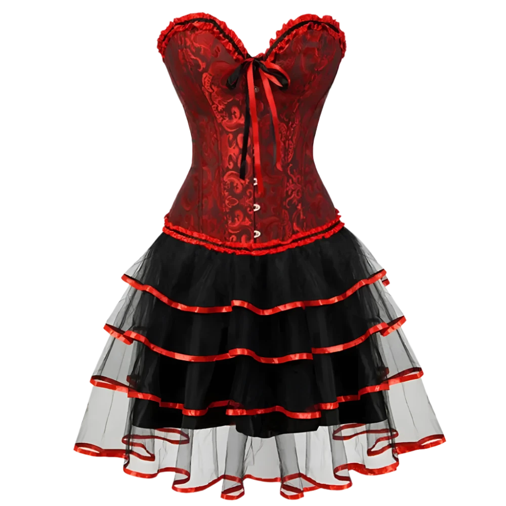 Red Black Corset Dresses Burlesque Lingerie for Women